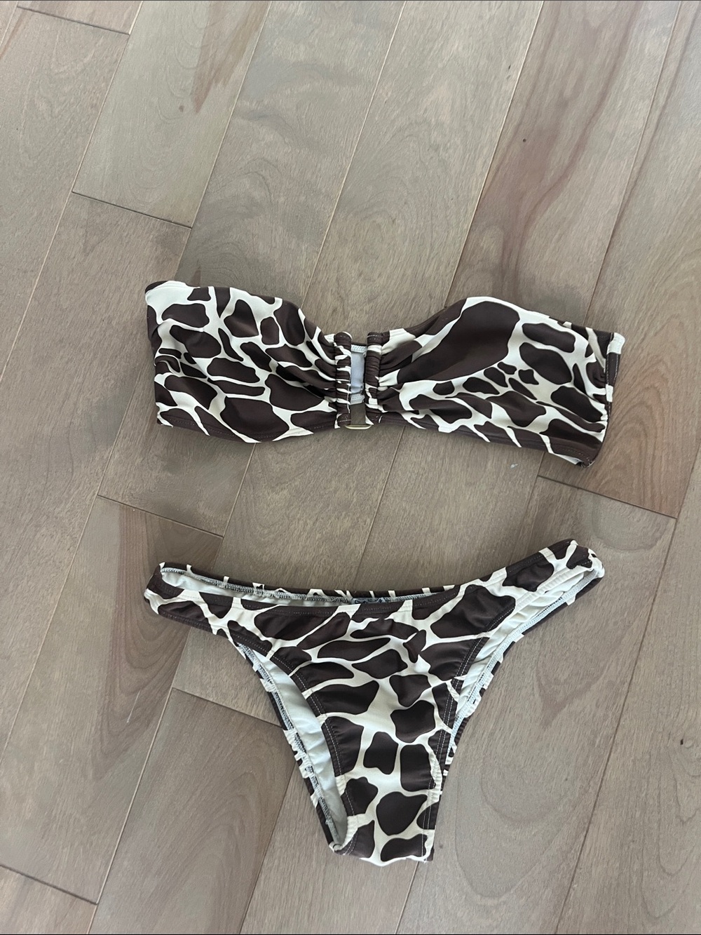 Woman Giraffe-Print Bandeau Bikini - Brown & beige club med by lenny Niemeyer
